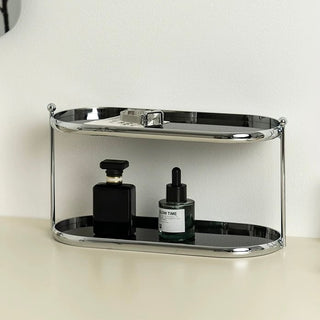 Stainless Steel Frame Oval Two-Tier Storage Rack   Perfume Storage
