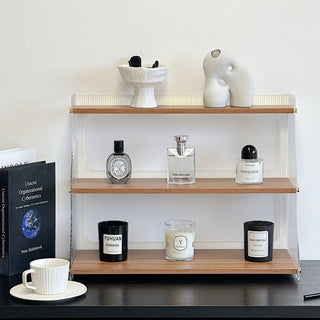 Wood Clear Acrylic Three-Tier Cup Storage Display Rack
