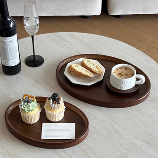Oval-shaped simple retro wood trayin 2 sizes for storage small item holder perfume storage.