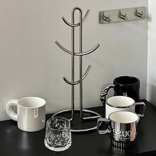 Silver Simple Cup Stand Rack Storage Mug Tree