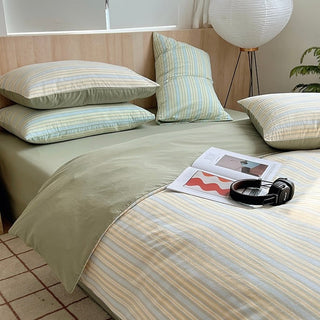 Color Multi-stripe Cotton Duvet Cover Set  Bed Cover
