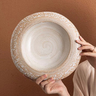 Natural Ceramic Round Big Tray