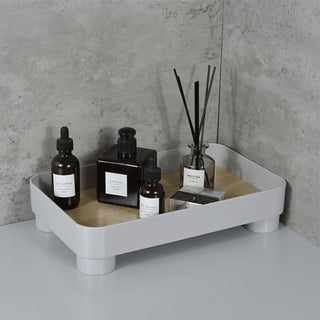 Wood grain print rectangular accessory trayin  small item holder.