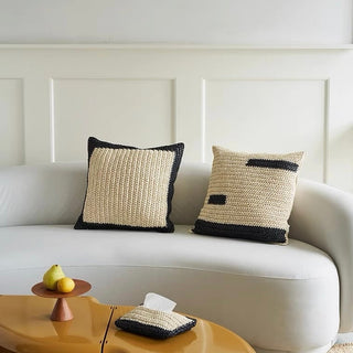 Straw material Monotone cushion cover 2 types  45 x 45 cm