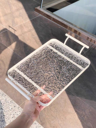 Wavy pattern Clear tray with handle for storage