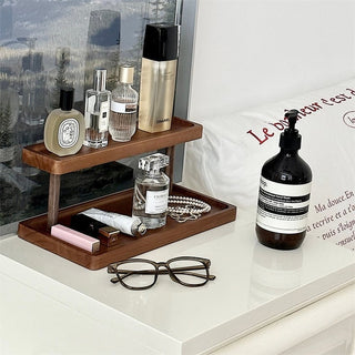 Wood Two-Tier Storage Display Rack  Perfume Storage