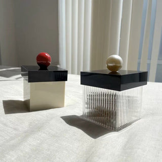 Pearl Lidded Cosmetic Cube Case  Small Item Storage
