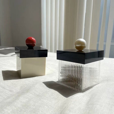 Pearl Lidded Cosmetic Cube Case  Small Item Storage