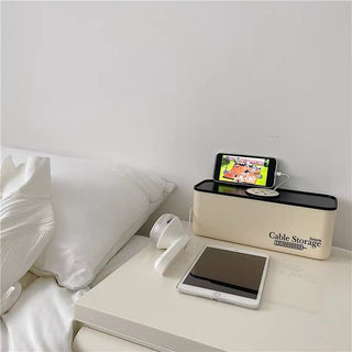 Lettering Covered Power Strip Storage Cable Box