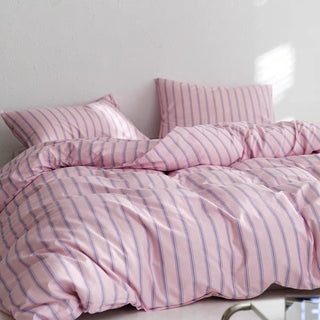Pink Purple Stripe Duvet Cover Set