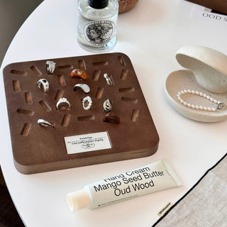 Wood Square Ring Accessory Tray   Small Item Holder Ring Plate