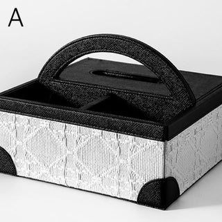 Leather Jacquard Multifunctional Tissue Case   Remote Control Storage Small Item Holder