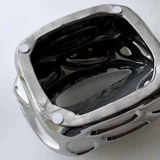 Ceramic Metallic Silver White Tissue Case