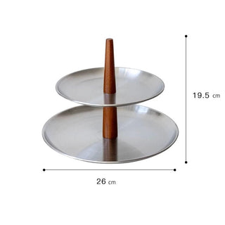 Stainless Steel Wood Two-Tier Accessory Storage Tray Display