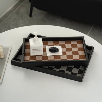 Black Iron Checkerboard Tray   in  and 2 Sizes  Storage