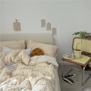 Cable pattern Milk velvet winter duvet cover set
