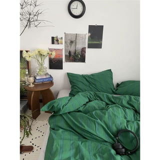 Green and Blue Stripe Duvet Cover Set
