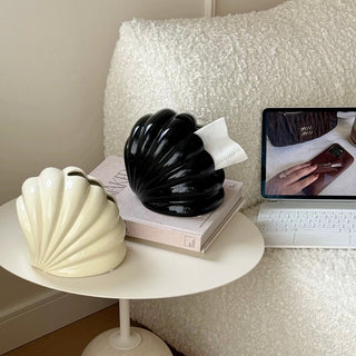 Shell motif modern art ceramic tissue casein  decorative object