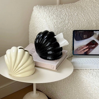 Shell motif modern art ceramic tissue casein  decorative object