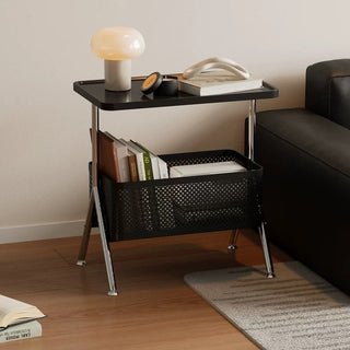Stainless steel frame basket storage side table
