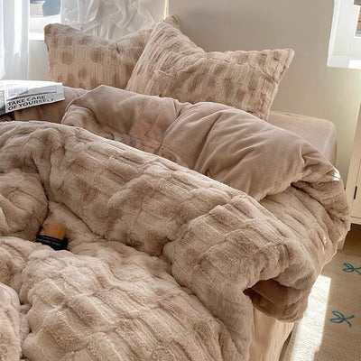 Nuance Brown Milk Velvet Winter Duvet Cover Set  Thick