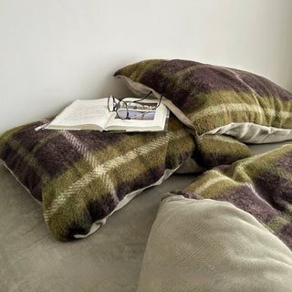 Green Mix Retro Check Pattern Duvet Cover Set 2 Sizes  Winter Thick Bed Cover Bedding Cover