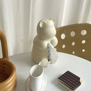 Bear motif ceramic tissue case