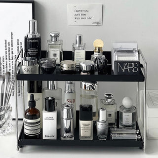 Iron Silver Frame Two-Tier Cosmetic Storage Rack