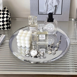 Silver Color Mirror Accessory Tray Plate