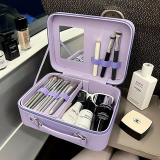 Mirror-equipped makeup box large capacity cosmetic storage pouchin  travel pouch