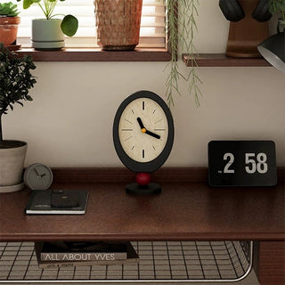 Black Frame Oval Stand Clock Table Clock