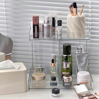 Rectangular Simple Tabletop Two-Tier Cosmetic Storage Rack