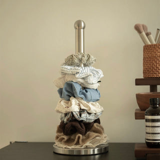 Stainless steel hair accessory storage stand scrunchie holder kitchen paper holder silver
