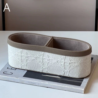 Leather Jacquard Remote Control Storage Box