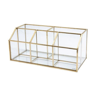 Gold Frame Clear Brush Stand Cosmetic Storage