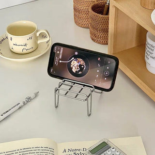 Chair motif smartphone stand silver object