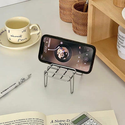 Chair motif smartphone stand silver object