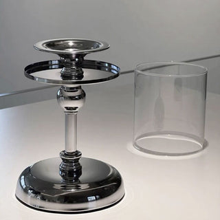 Metallic Silver Candle Holder   in 3 Sizes