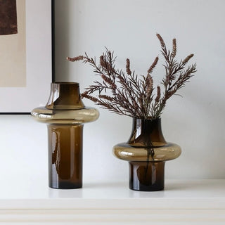 Brown color Clear glass flower vasein 2 sizes.