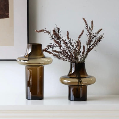 Brown color Clear glass flower vasein 2 sizes.
