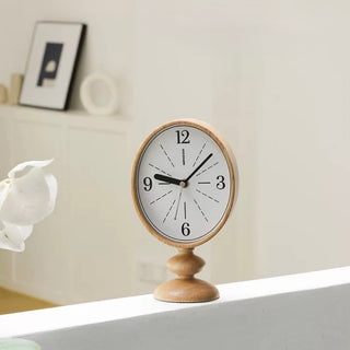 Oval-shaped Retro Wood Stand Clock