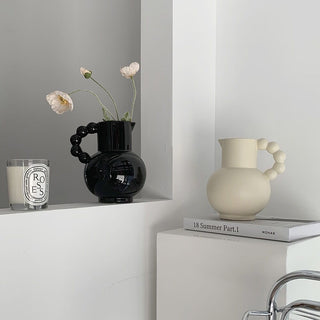 Pokopoko Ceramic Flower Vase with Handle
