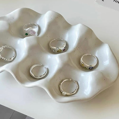 3D Wave Ceramic Accessory Tray  Storage