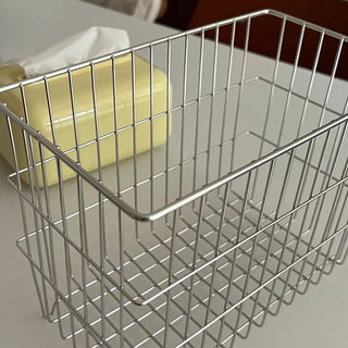 Stainless steel silver wire basket storage container cosmetic storage