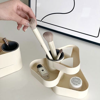 Triangle Three-Tier Sliding Brush Stand Pen Holder