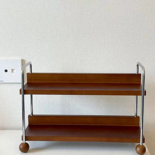 Wood Silver Frame Two-Tier Display Rack Storage