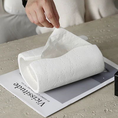 Travertine-style tissue casein  resin tissue box