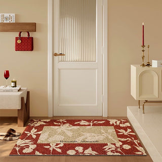 Red Leaf Pattern Entrance Mat 50x80 Mud Removal Mat