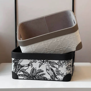 Leather Jacquard Storage Box  Basket Accessory Case