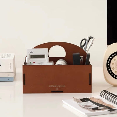 Wooden Storage Box with Handle   Cosmetics